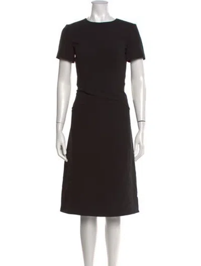 Pre-owned Fforme Crew Neck Midi Length Dress In Black