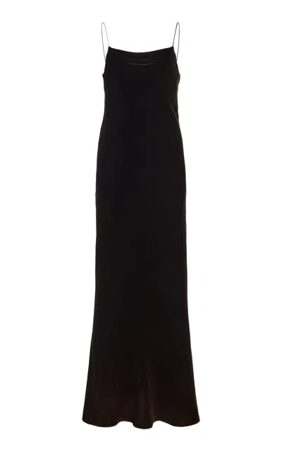 Fforme Nell Velvet Maxi Dress In Black