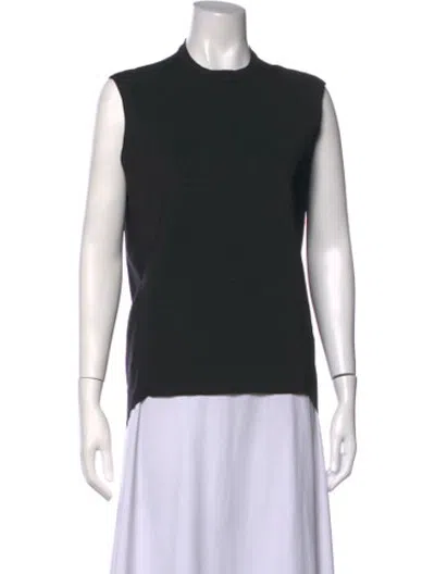 Pre-owned Fforme Silk Mock Neck Top In Black