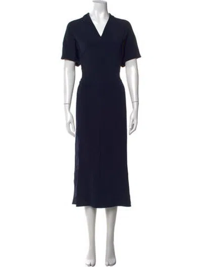 Pre-owned Fforme V-neck Long Dress In Blue