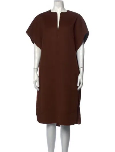 Pre-owned Fforme Wool V-neck Sweater In Brown