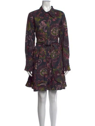 Pre-owned Figue Floral Print Mini Dress In Black