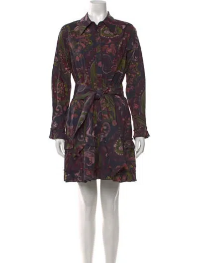 Pre-owned Figue Paisley Print Mini Dress In Black