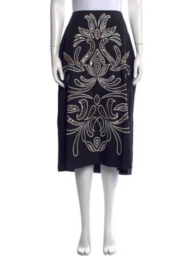 Pre-owned Figue Patterned Midi Length Skirt In Black