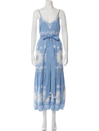 Pre-owned Figue Printed Long Dress In Blue
