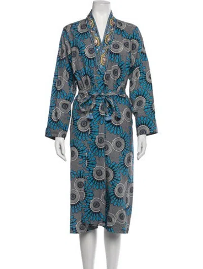 Pre-owned Figue Printed Midi Length Dress In Blue