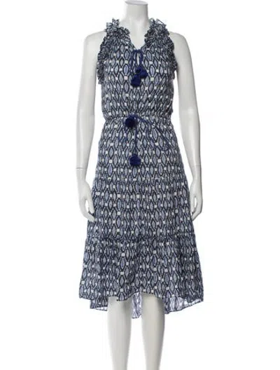 Pre-owned Figue Printed Midi Length Dress In Blue