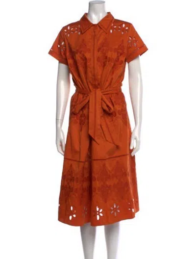 Pre-owned Figue Printed Midi Length Dress In Orange