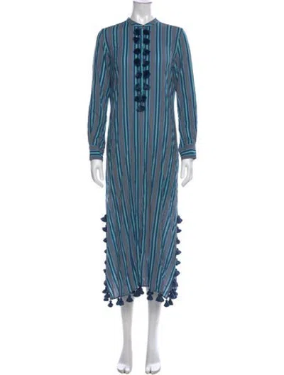 Pre-owned Figue Striped Long Dress In Black