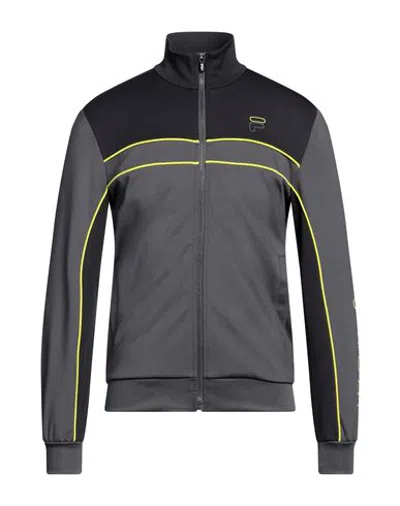 Fila Man Sweatshirt Steel Grey Size Xs Polyester, Elastane