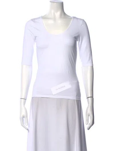 Pre-owned Filippa K Scoop Neck Three-quarter Sleeve Top In White