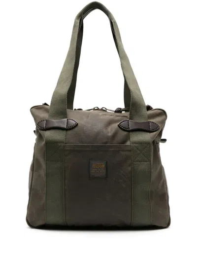 Filson Cloth Logo-patch Tote Bag In Green