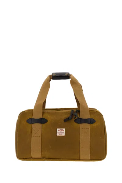 Filson Water-repellent Tin Cloth Small Duffle Bag With Bridle Leather Grip In Brown