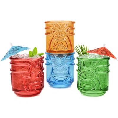 Final Touch Tiki Tumbler Glasses, Set Of 4 In Multicolor