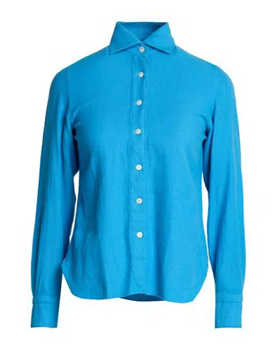 Finamore 1925 Woman Shirt Azure Size 0 Cotton In Blue