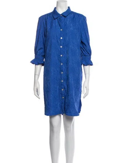 Pre-owned Finley Patterned Mini Dress In Blue
