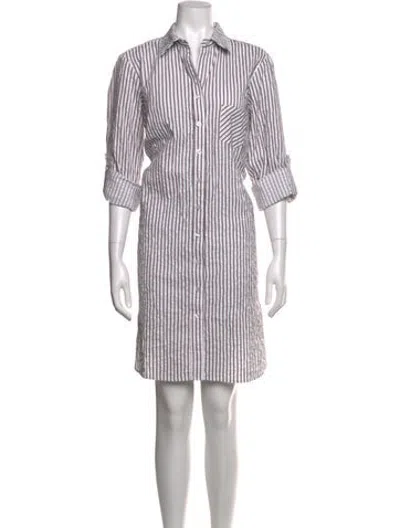 Pre-owned Finley Striped Knee-length Dress In Grey/white