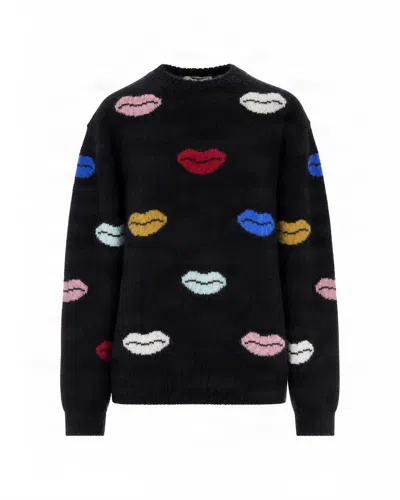 Fiorucci Allover Lip Print Crewneck Sweater In Multi