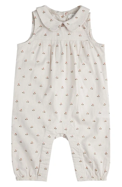 Firsts By Petit Lem Babies'  Tulip Print Linen & Cotton Romper In Beige