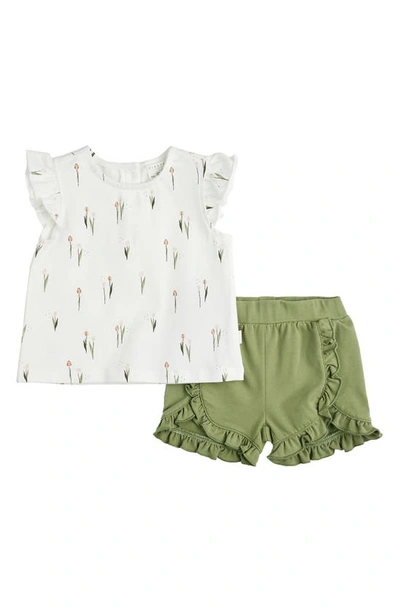 Firsts By Petit Lem Babies' Tulip Ruffle T-shirt & Shorts Set In Off White