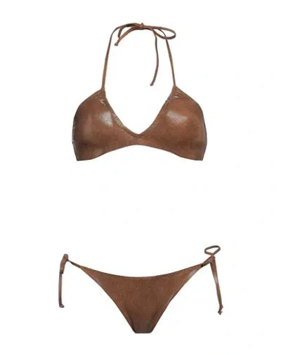 Fisico Woman Bikini Dark Brown Size L Polyamide, Elastane