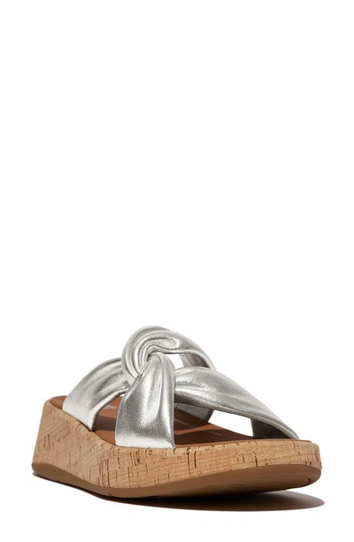 Fitflop F-mode Twist Platform Slide Sandal In Silver