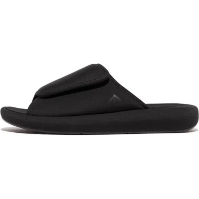 Fitflop Iqushion City Sandals Black Adjustable Strap Slides Hawk188 In Multi