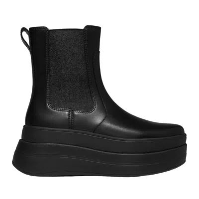 Fitflop Women's F-mode Stack Leather Chelsea Boots In All In Black