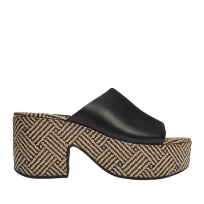 Fitflop Women's Platfforms Graphic-weave Leather Heeled Slides In Black