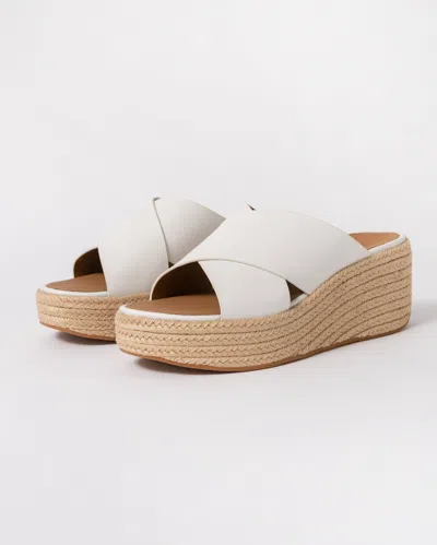 Fitflop Womens Platfforms Espadrille Leather Wedge Cross Slides - Urban White 194 - Uk5 Eu38