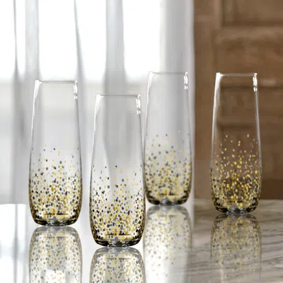 Fitz And Floyd Confetti 10 Oz. Glass Flute In Transparent