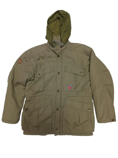Pre-owned Fjallraven X Outdoor Life Made In Ireland 80's Multipocket Fjallraven Winter Jacket In Khaki