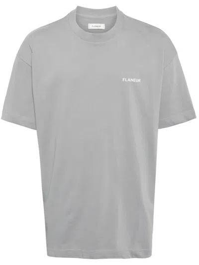 Flâneur Logo-print Cotton T-shirt In Grey