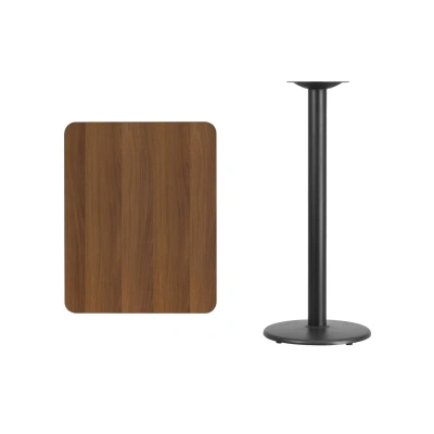 Flash Furniture 24'' X 30'' Rectangular Walnut Laminate Table Top With 18'' Round Bar Height Table Base In Brown