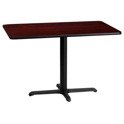 Flash Furniture 24'' X 42'' Rectangular Mahogany Laminate Table Top With 22'' X 30'' Table Height Base In Brown