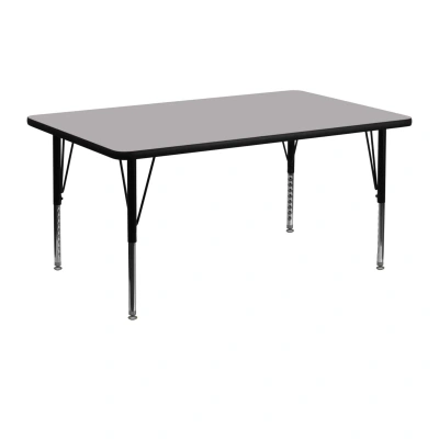 Flash Furniture 24''w X 48''l Rectangular Grey Thermal Laminate Activity Table In Gray