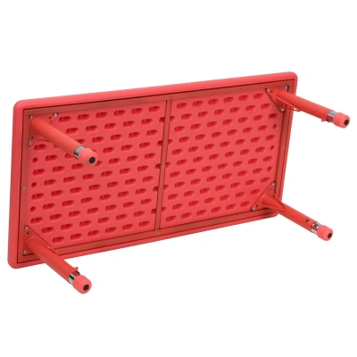 Flash Furniture 24''w X 48''l Rectangular Red Plastic Height Adjustable Activity Table
