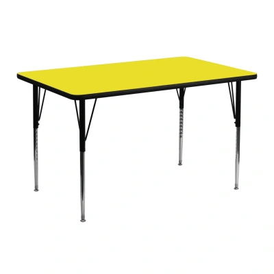 Flash Furniture 24''w X 48''l Rectangular Yellow Hp Laminate Activity Table