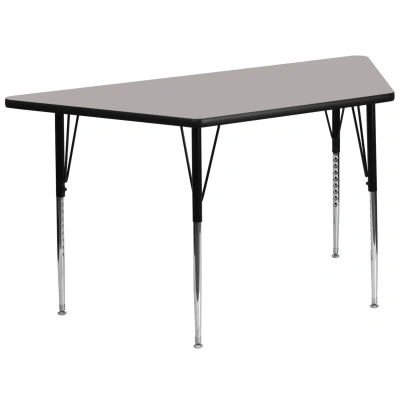 Flash Furniture 29.5''w X 57.25''l Trapezoid Grey Hp Laminate Activity Table In Gray