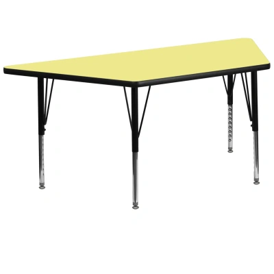 Flash Furniture 29.5''w X 57.25''l Trapezoid Yellow Thermal Laminate Activity Table