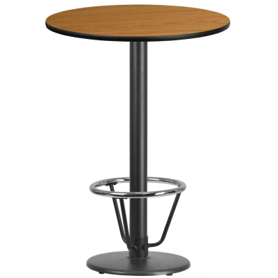 Flash Furniture 30'' Round Natural Laminate Table Top With 18'' Round Bar Height Table Base And Foot Ring