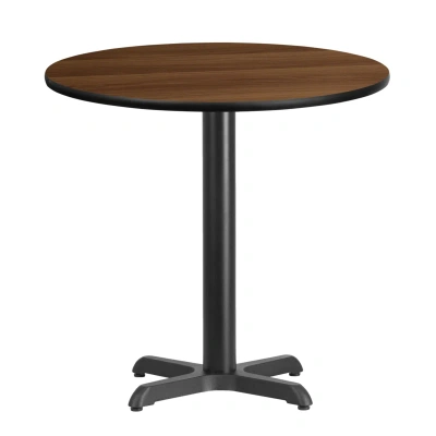 Flash Furniture 30'' Round Walnut Laminate Table Top With 22'' X 22'' Table Height Base In Brown