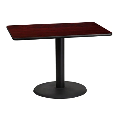 Flash Furniture 30'' X 42'' Rectangular Mahogany Laminate Table Top With 24'' Round Table Height Base In Brown