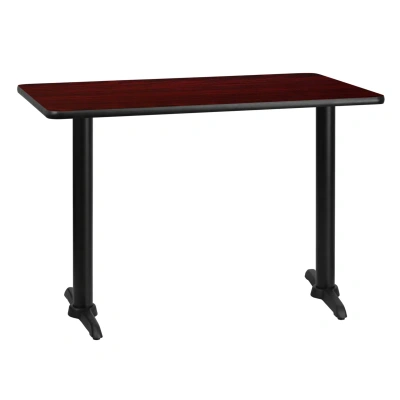 Flash Furniture 30'' X 42'' Rectangular Mahogany Laminate Table Top With 5'' X 22'' Table Height Bases In Brown