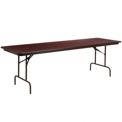 Flash Furniture 30'' X 96'' Rectangular High Pressure Mahogany Laminate Folding Banquet Table In Brown