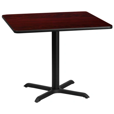 Flash Furniture 36'' Square Mahogany Laminate Table Top With 30'' X 30'' Table Height Base In Brown