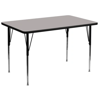 Flash Furniture 36''w X 72''l Rectangular Grey Thermal Laminate Activity Table In Gray
