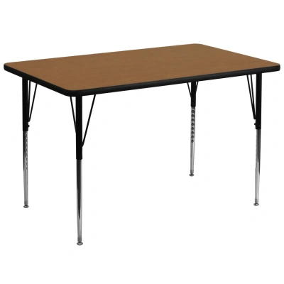 Flash Furniture 36''w X 72''l Rectangular Oak Thermal Laminate Activity Table In Brown