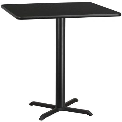 Flash Furniture 42'' Square Black Laminate Table Top With 33'' X 33'' Bar Height Table Base