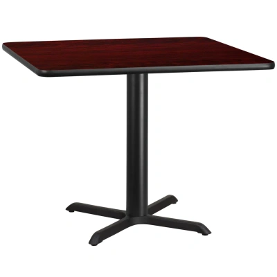 Flash Furniture 42'' Square Mahogany Laminate Table Top With 33'' X 33'' Table Height Base In Brown